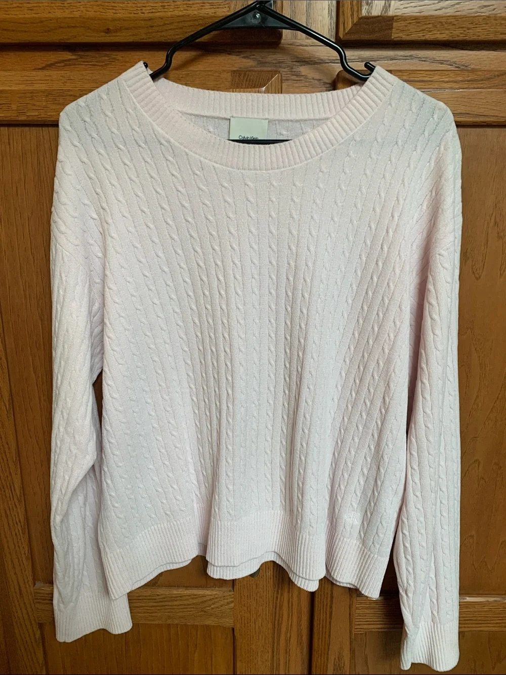 Calvin Klein Pale Pink Cable-Knit Crewneck Sweater